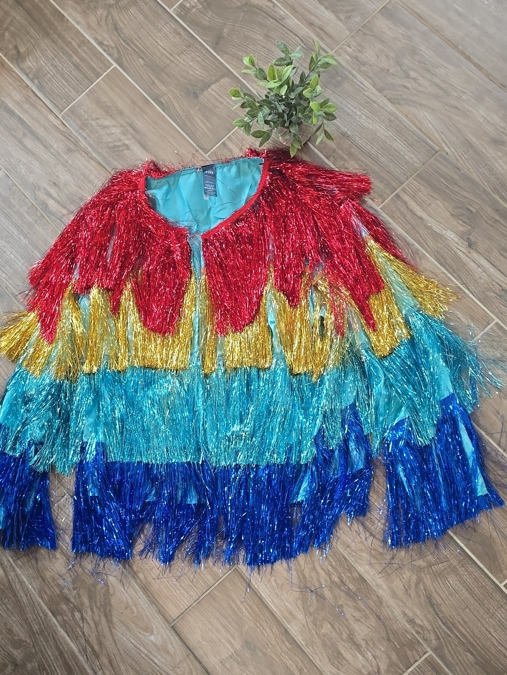 Taylor Swift Eras Tour 💙Fever Teal Party Jacket with Red Tinsel Trim